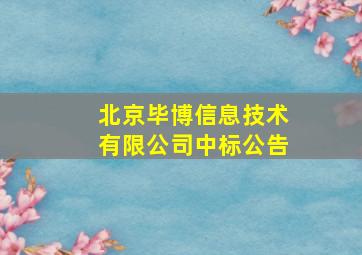 北京毕博信息技术有限公司中标公告