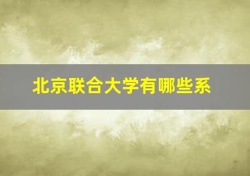 北京联合大学有哪些系