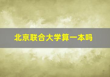 北京联合大学算一本吗