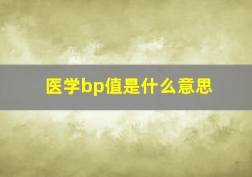 医学bp值是什么意思