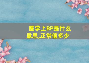 医学上BP是什么意思,正常值多少