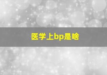 医学上bp是啥