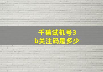 千禧试机号3b关注码是多少