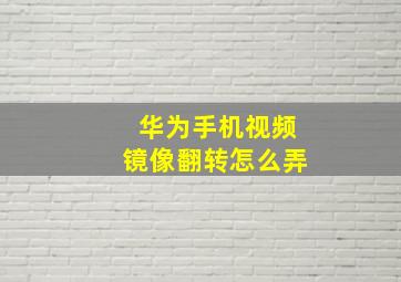 华为手机视频镜像翻转怎么弄