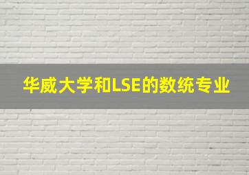 华威大学和LSE的数统专业