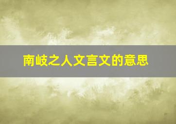 南岐之人文言文的意思