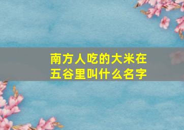 南方人吃的大米在五谷里叫什么名字