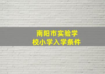 南阳市实验学校小学入学条件