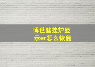 博世壁挂炉显示er怎么恢复