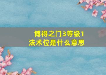 博得之门3等级1法术位是什么意思