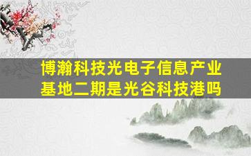 博瀚科技光电子信息产业基地二期是光谷科技港吗