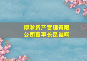 博瀚资产管理有限公司董事长是谁啊