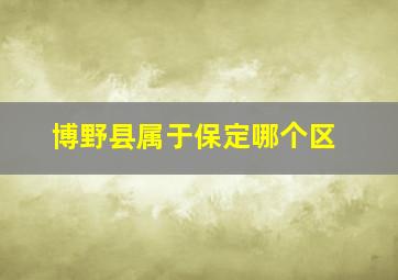 博野县属于保定哪个区