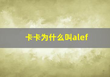 卡卡为什么叫alef