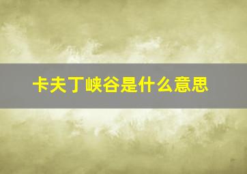 卡夫丁峡谷是什么意思