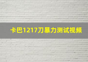 卡巴1217刀暴力测试视频