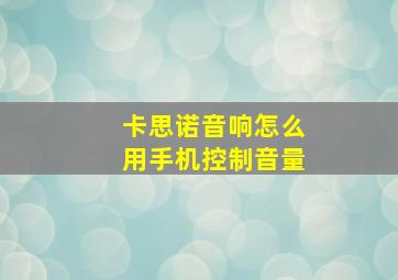 卡思诺音响怎么用手机控制音量