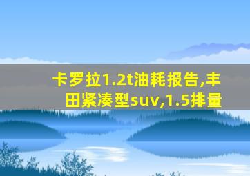 卡罗拉1.2t油耗报告,丰田紧凑型suv,1.5排量