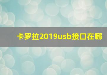 卡罗拉2019usb接口在哪