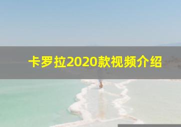 卡罗拉2020款视频介绍