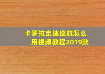 卡罗拉定速巡航怎么用视频教程2019款