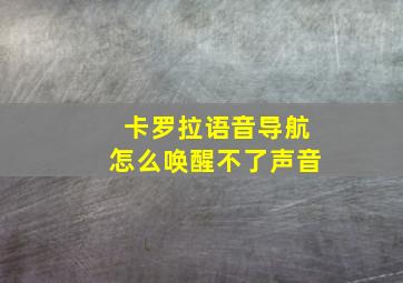 卡罗拉语音导航怎么唤醒不了声音