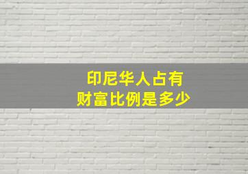 印尼华人占有财富比例是多少