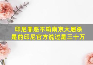 印尼罪恶不输南京大屠杀是的印尼官方说过是三十万