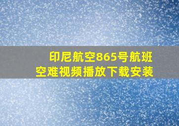 印尼航空865号航班空难视频播放下载安装