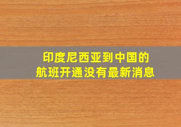 印度尼西亚到中国的航班开通没有最新消息