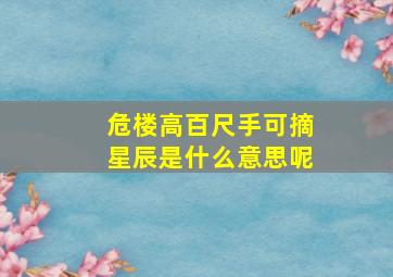 危楼高百尺手可摘星辰是什么意思呢