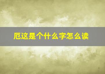 厄这是个什么字怎么读