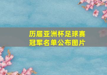 历届亚洲杯足球赛冠军名单公布图片