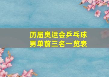 历届奥运会乒乓球男单前三名一览表