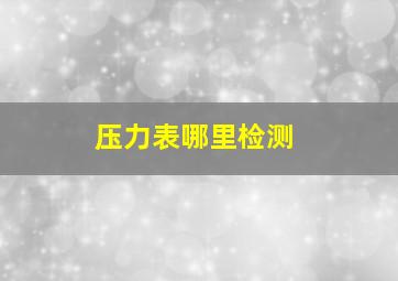 压力表哪里检测