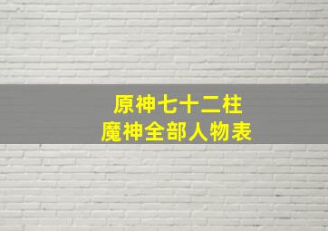 原神七十二柱魔神全部人物表