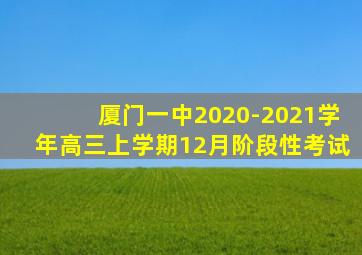 厦门一中2020-2021学年高三上学期12月阶段性考试