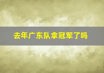 去年广东队拿冠军了吗