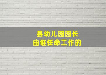 县幼儿园园长由谁任命工作的