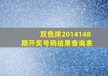 双色球2014148期开奖号码结果查询表