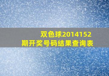 双色球2014152期开奖号码结果查询表