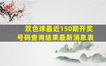 双色球最近150期开奖号码查询结果最新消息表