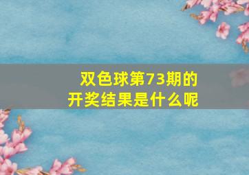 双色球第73期的开奖结果是什么呢