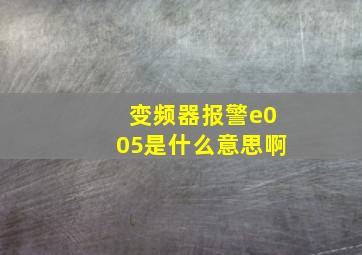 变频器报警e005是什么意思啊