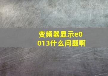 变频器显示e0013什么问题啊