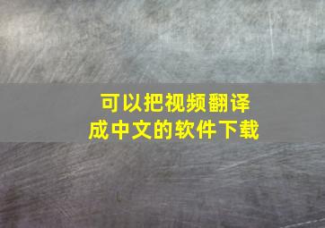 可以把视频翻译成中文的软件下载