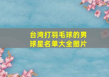 台湾打羽毛球的男球星名单大全图片