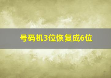 号码机3位恢复成6位