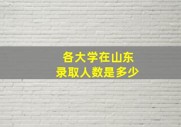 各大学在山东录取人数是多少