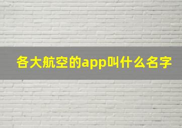 各大航空的app叫什么名字